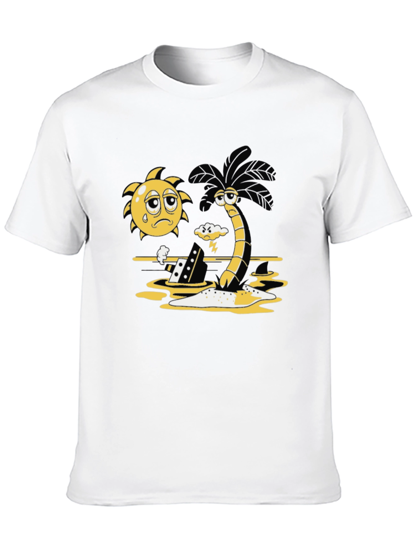 Sad Sun and Stormy Palm Tree Graphic Tee