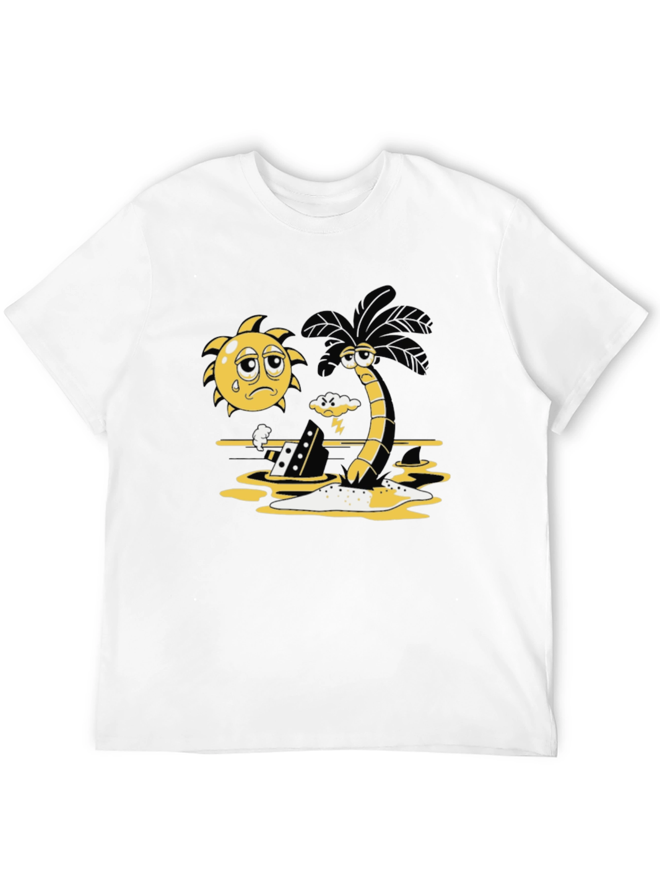 Sad Sun and Stormy Palm Tree Graphic Tee