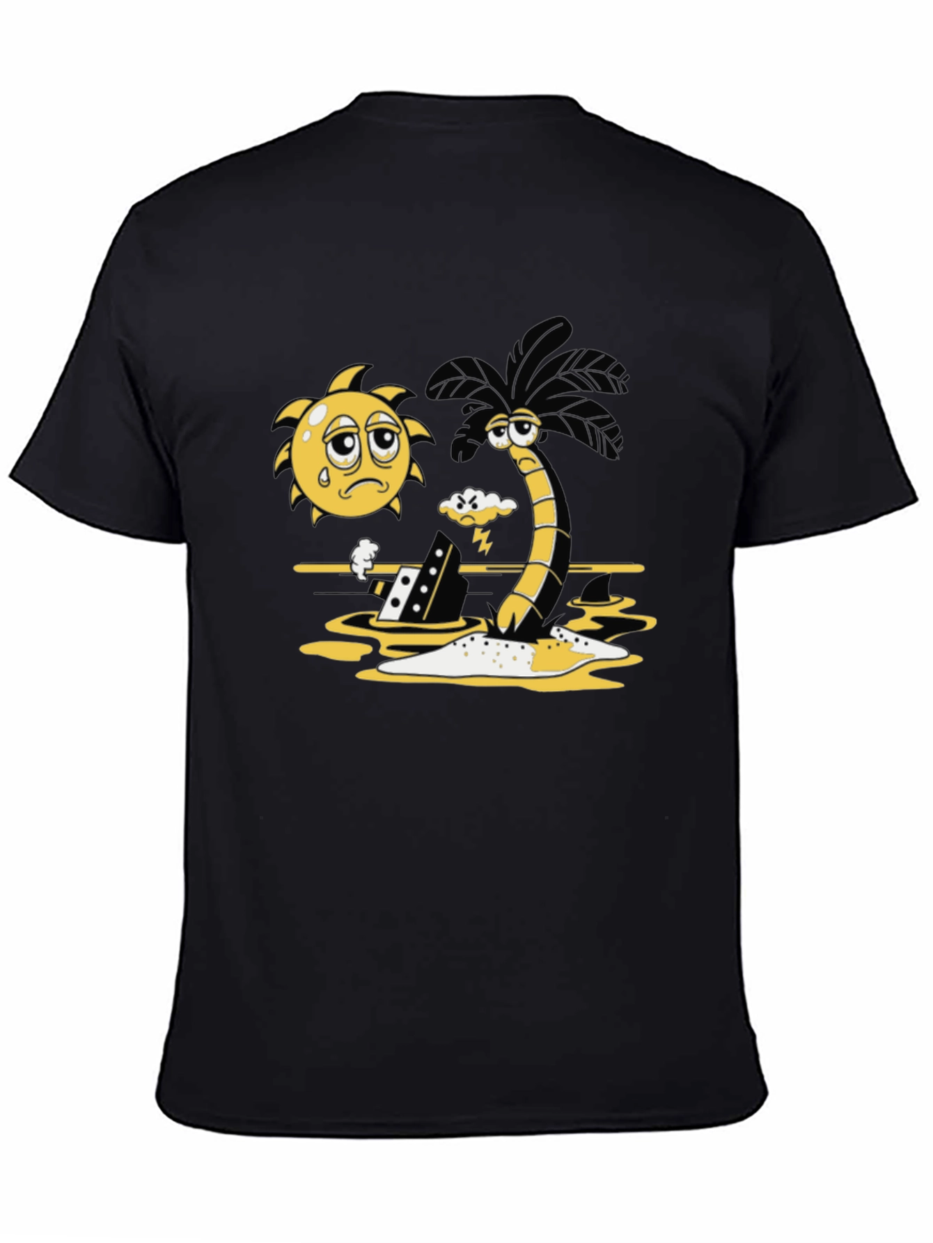 Sad Sun and Stormy Palm Tree Graphic Tee