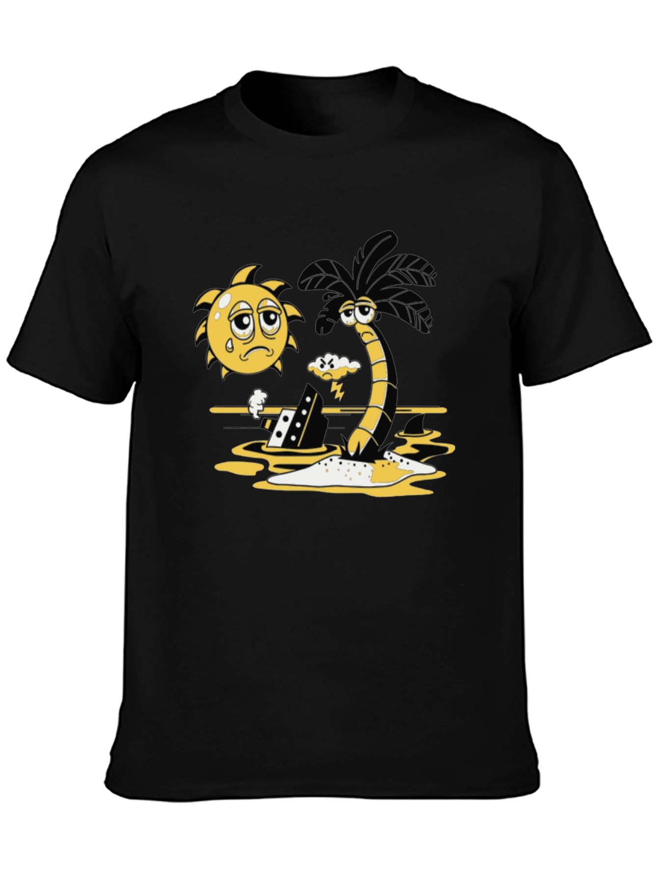 Sad Sun and Stormy Palm Tree Graphic Tee