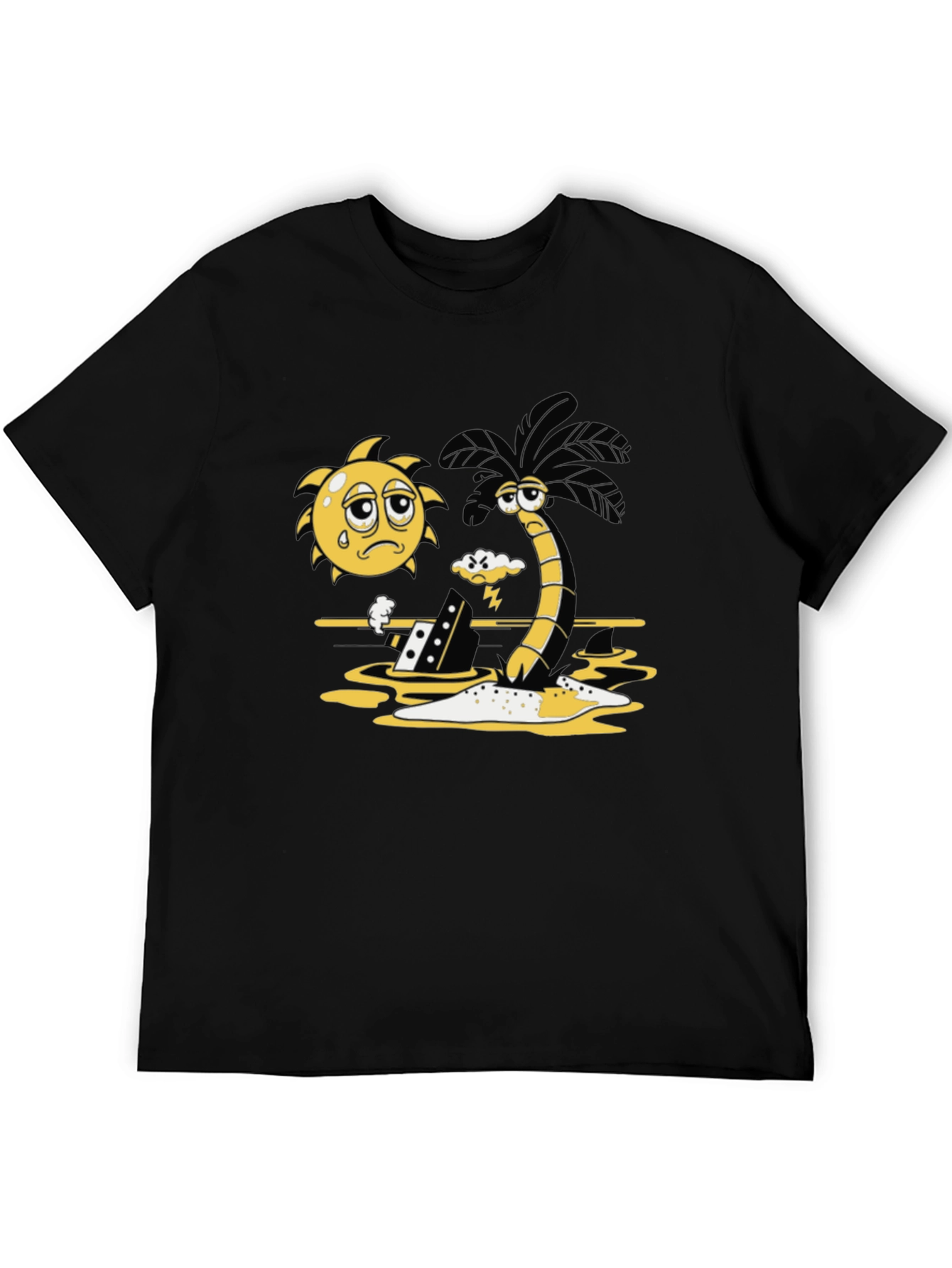Sad Sun and Stormy Palm Tree Graphic Tee