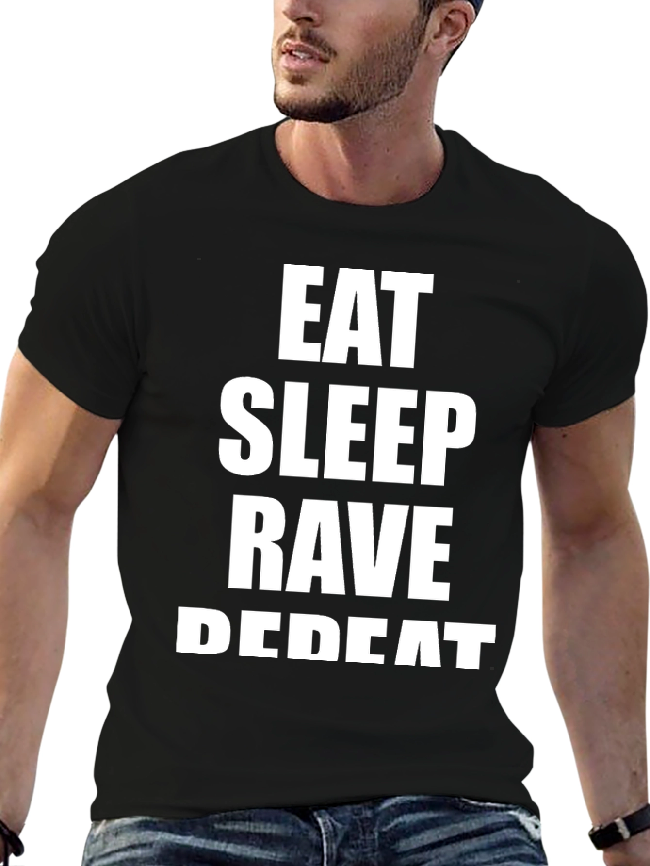 Eat Sleep Rave Repeat Black Graphic Tee