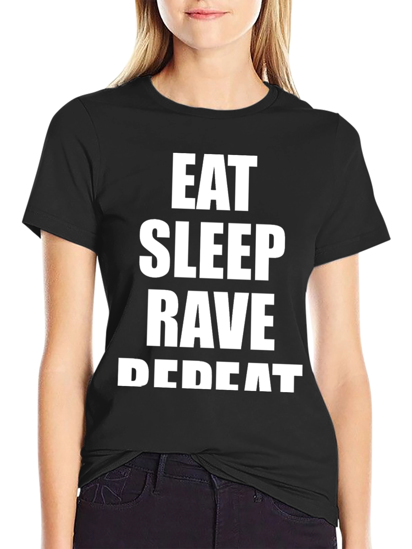 Eat Sleep Rave Repeat Black Graphic Tee