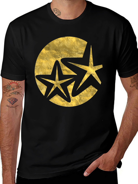 Stylish Black T-Shirt with Golden Star Design