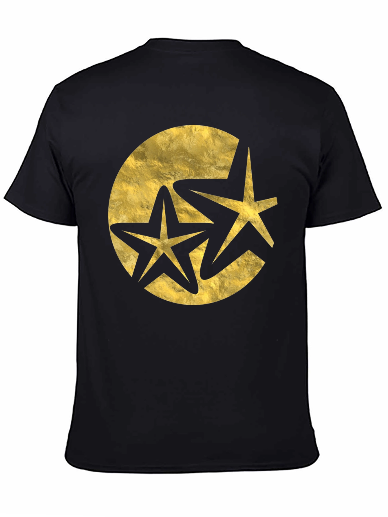 Stylish Black T-Shirt with Golden Star Design