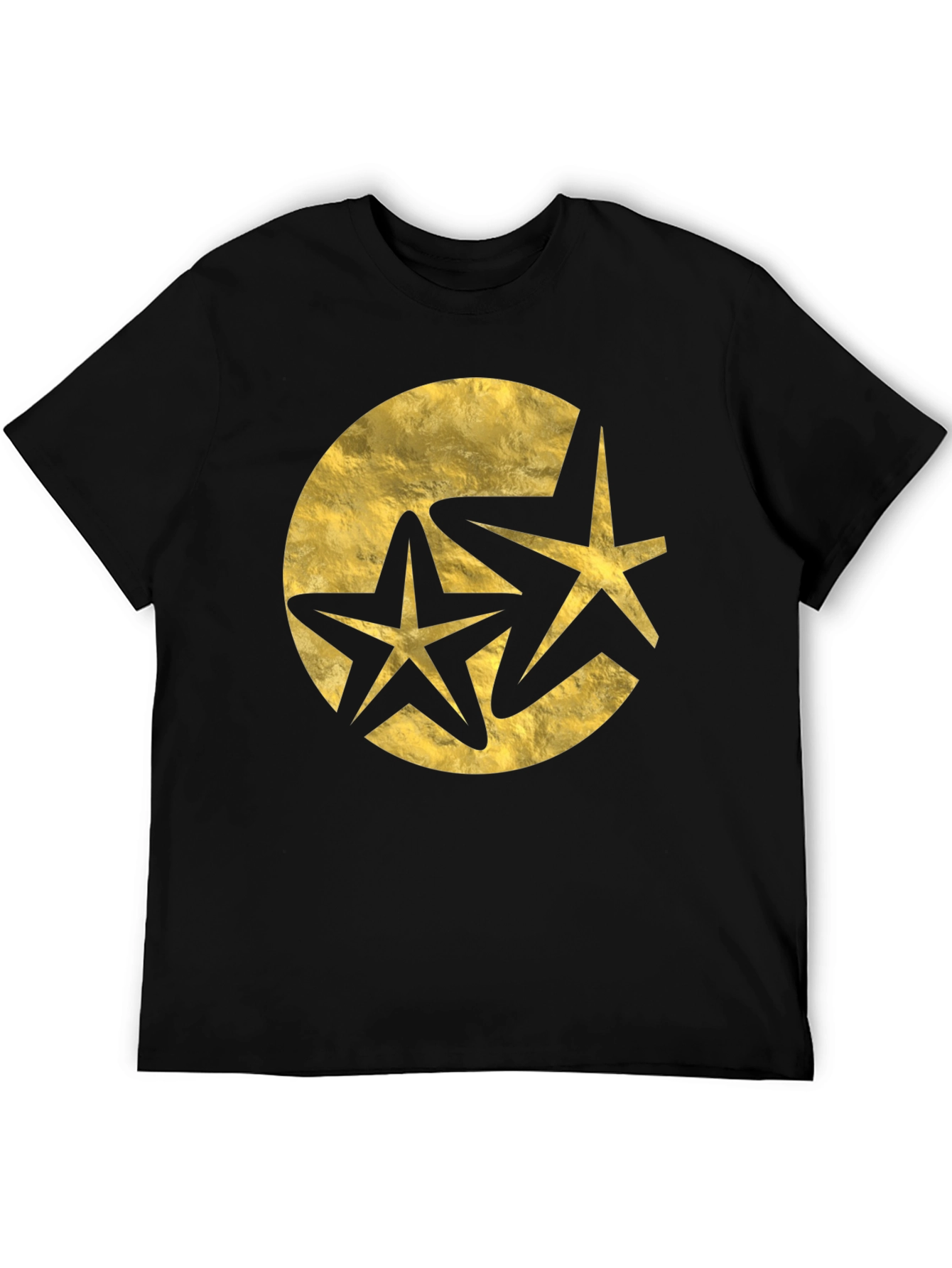 Stylish Black T-Shirt with Golden Star Design