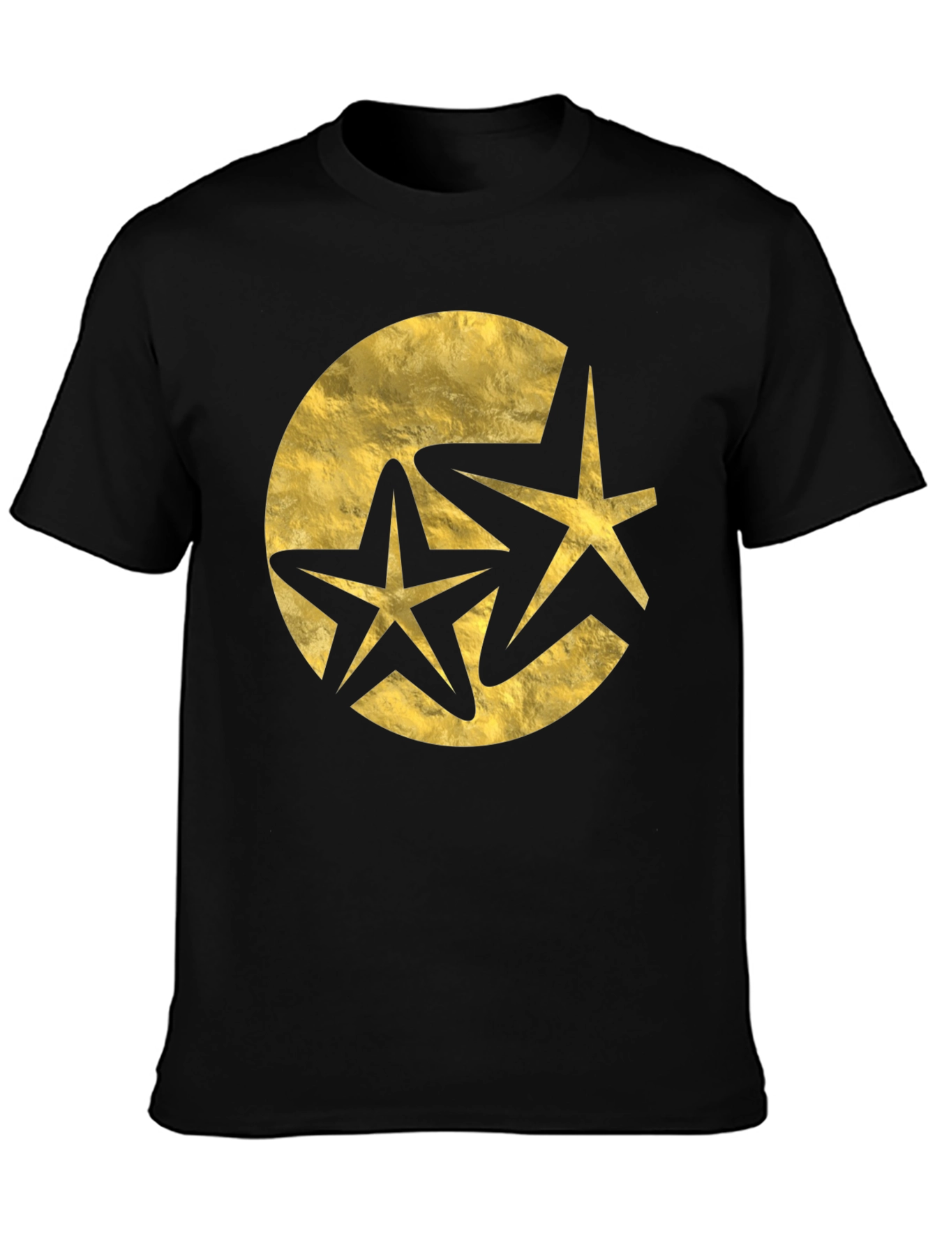 Stylish Black T-Shirt with Golden Star Design
