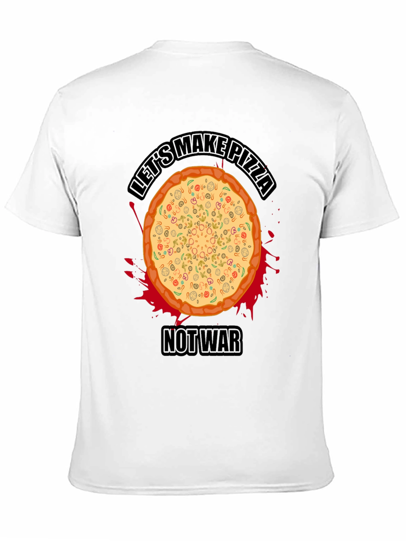 Lets Make Pizza Not War T-Shirt - Black