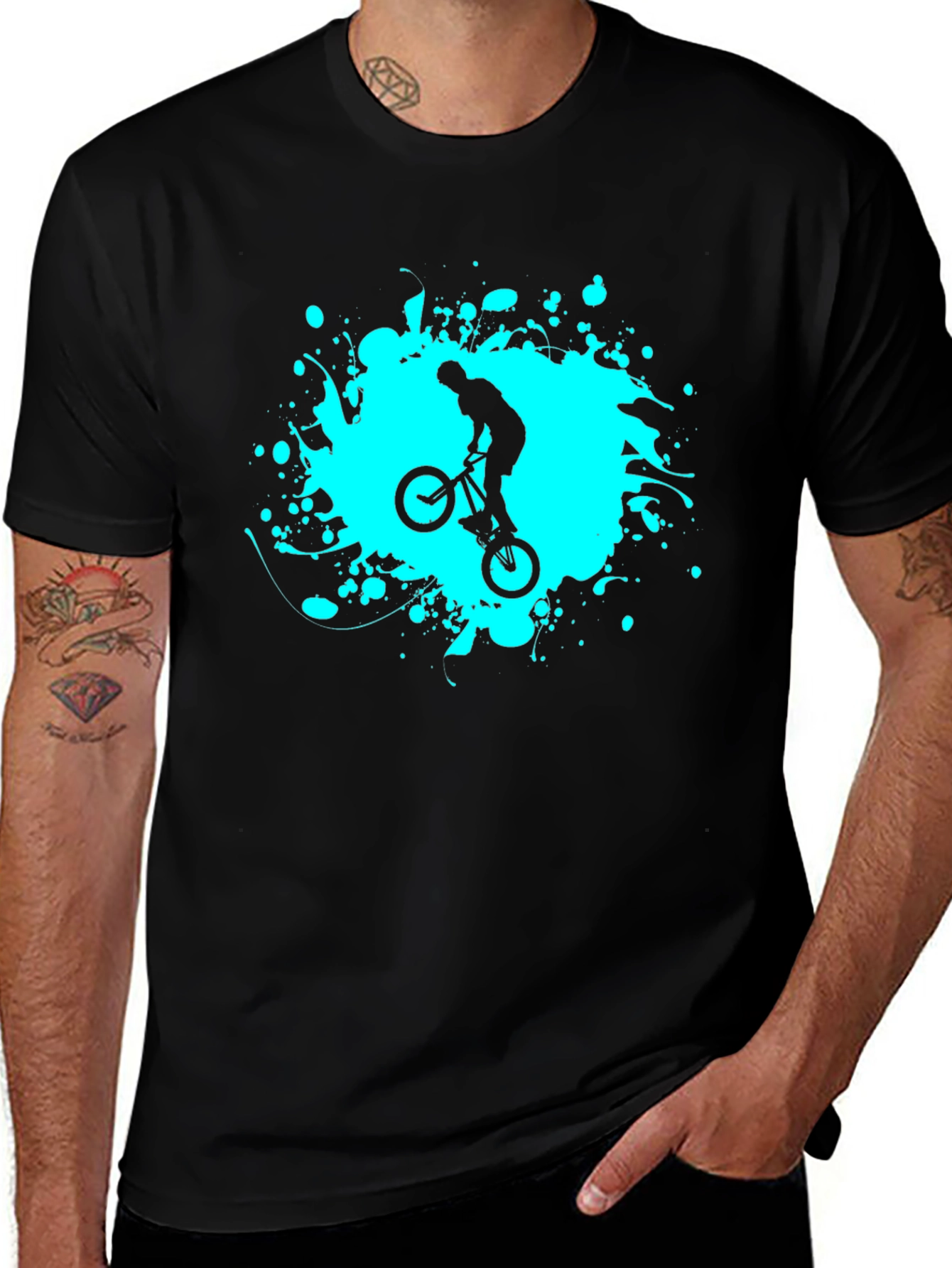 BMX Rider Graphic Tee - Black Cotton Blend