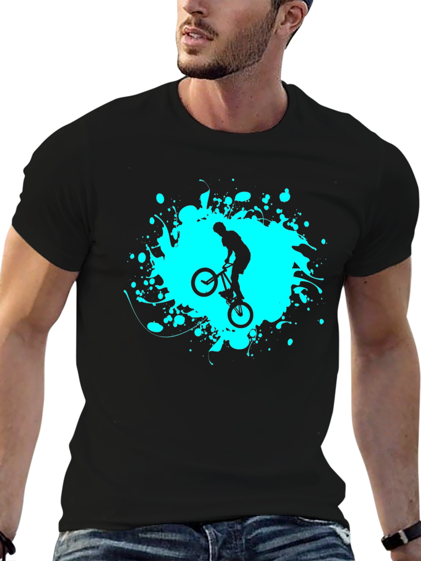 BMX Rider Graphic Tee - Black Cotton Blend