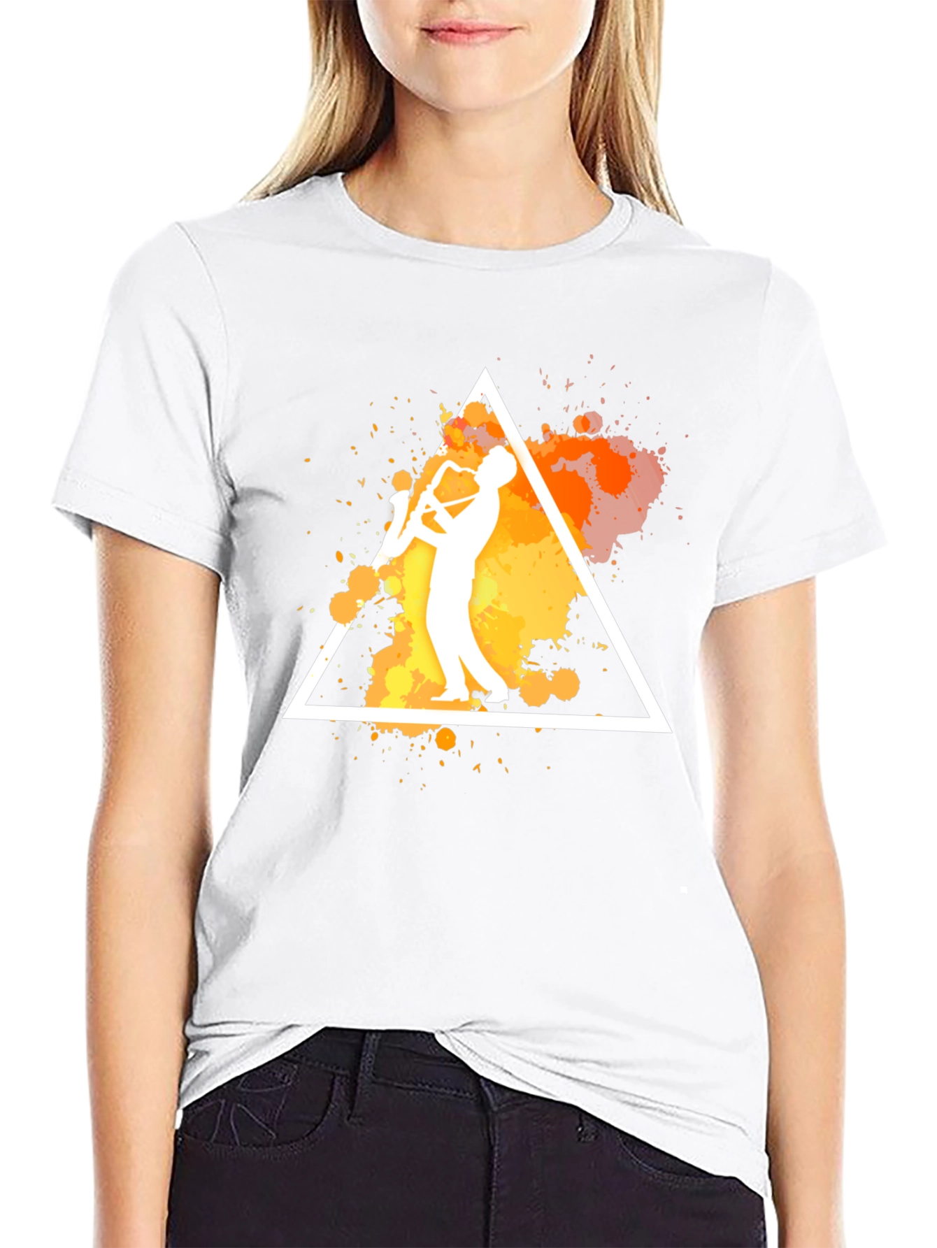 Jazz Saxophone Triangle Graphic Black T-Shirt