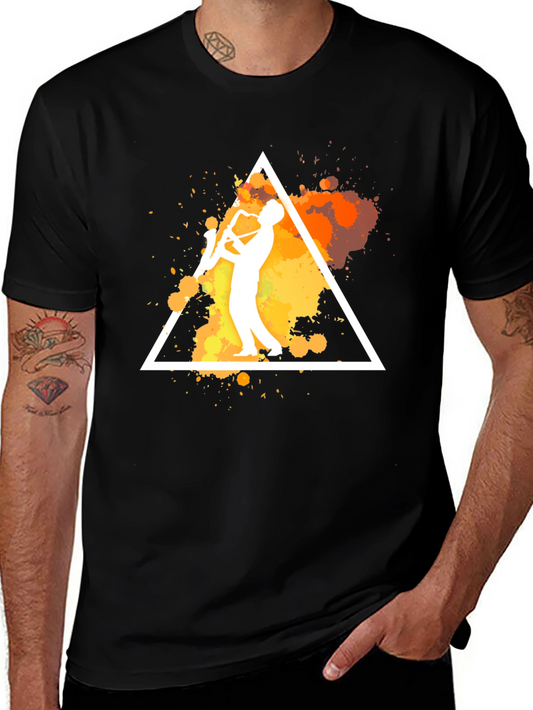 Jazz Saxophone Triangle Graphic Black T-Shirt