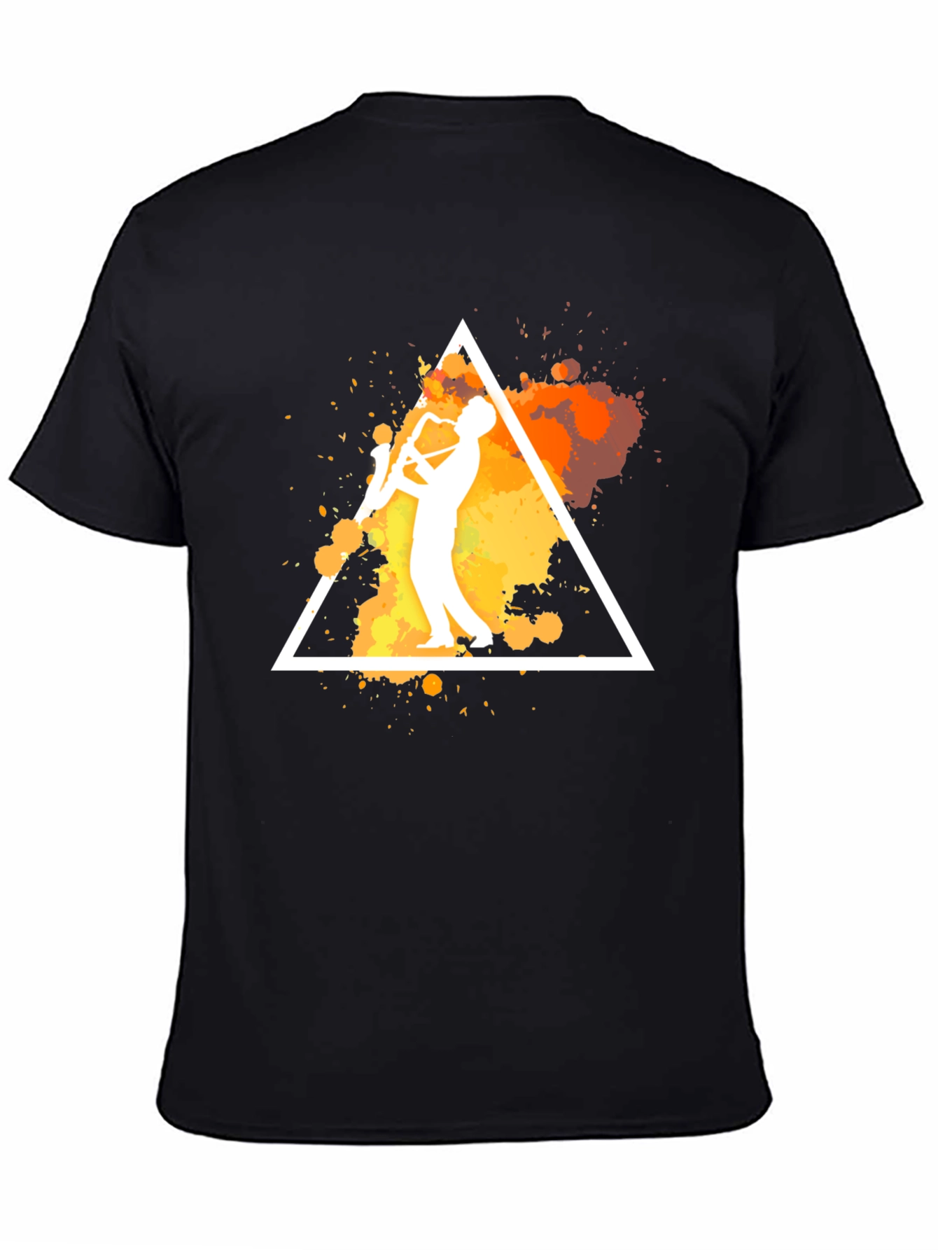 Jazz Saxophone Triangle Graphic Black T-Shirt