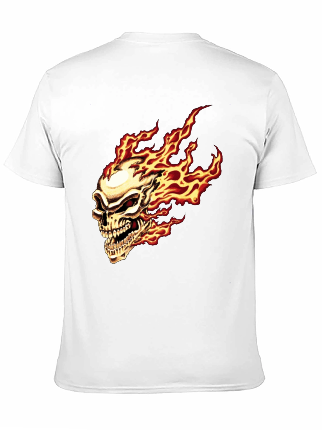 Flaming Skull Graphic Tee - Black Cotton T-Shirt