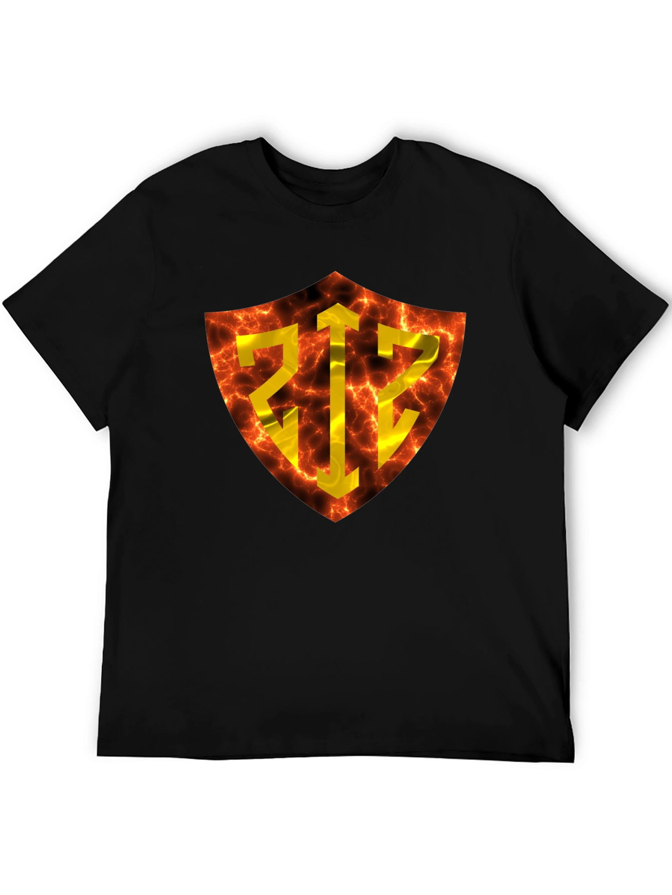 Fiery Shield Graphic Tee - Bold Design