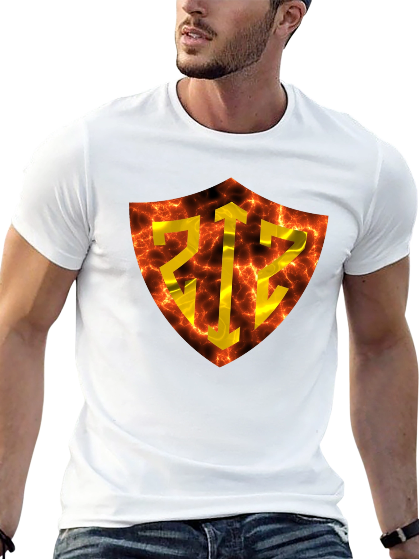 Fiery Shield Graphic Tee - Bold Design