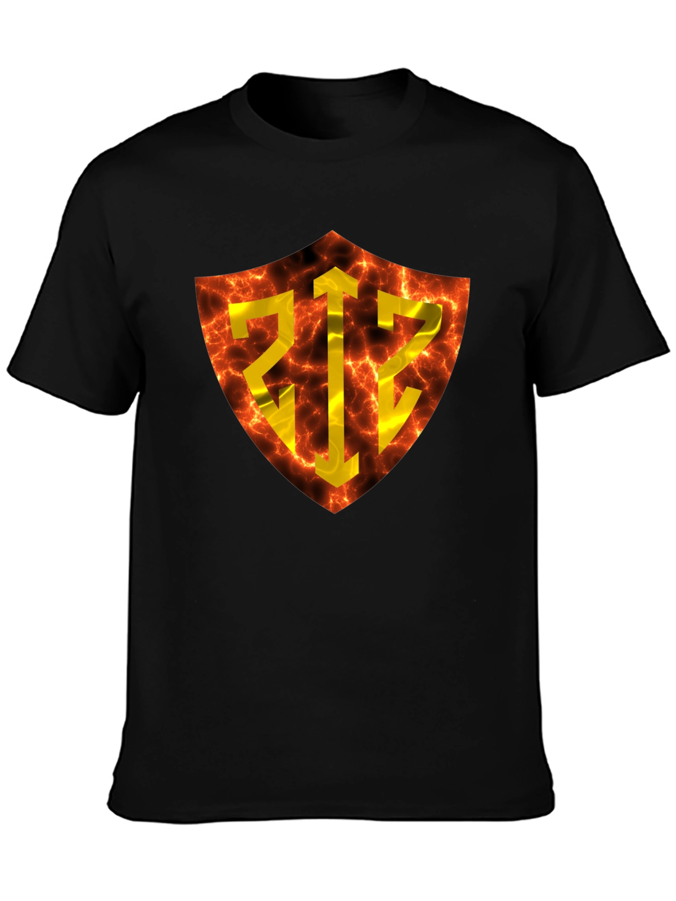 Fiery Shield Graphic Tee - Bold Design