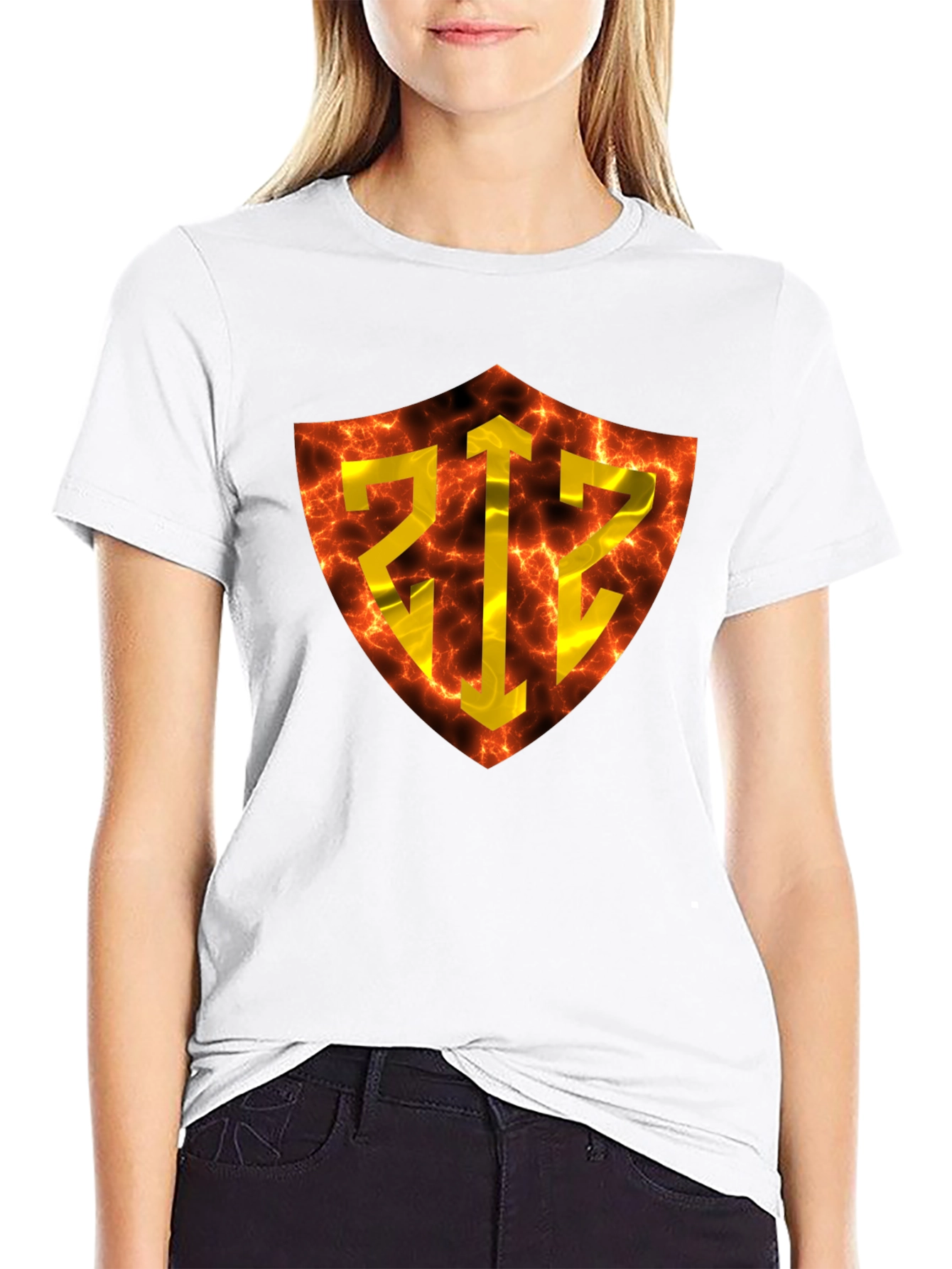 Fiery Shield Graphic Tee - Bold Design