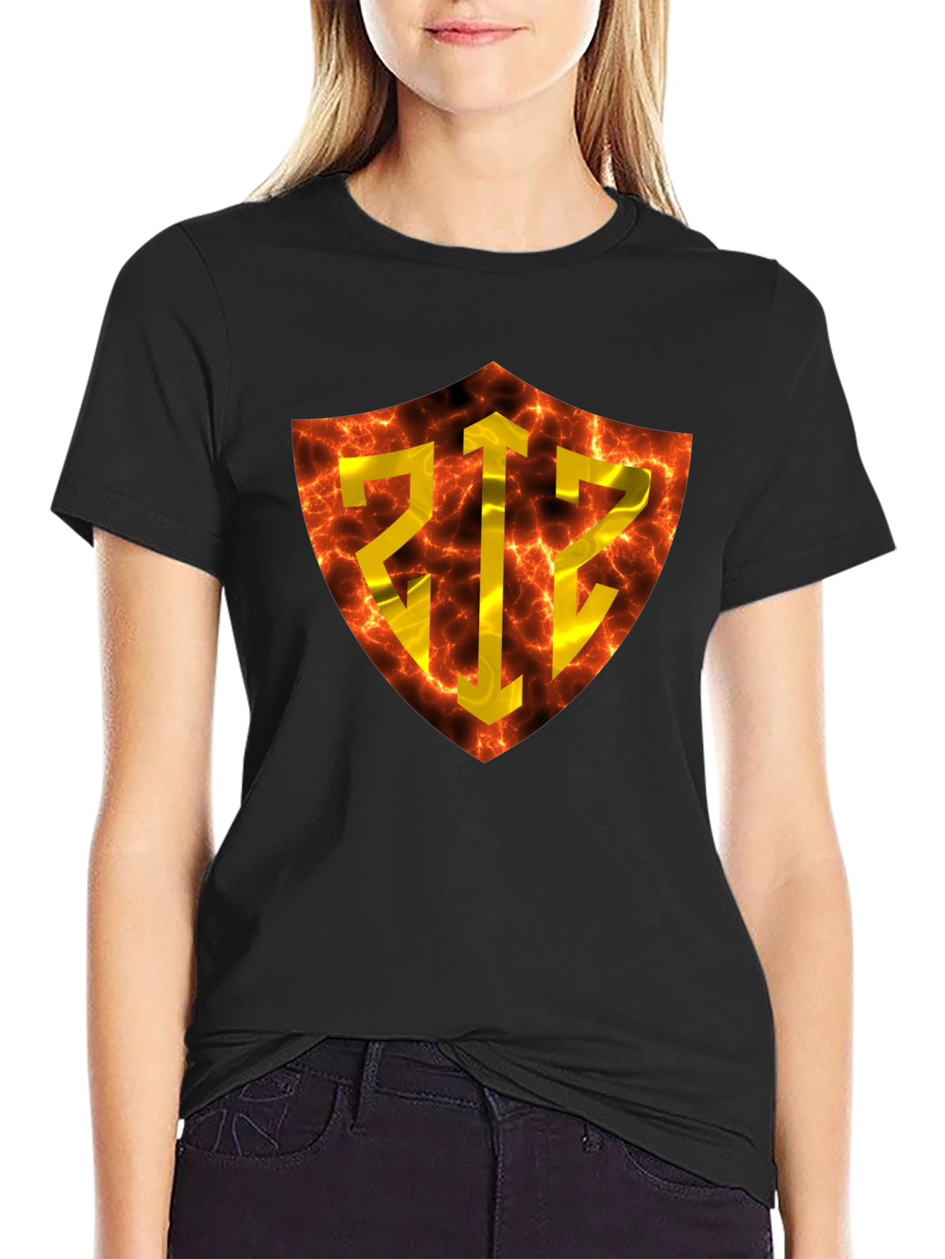 Fiery Shield Graphic Tee - Bold Design