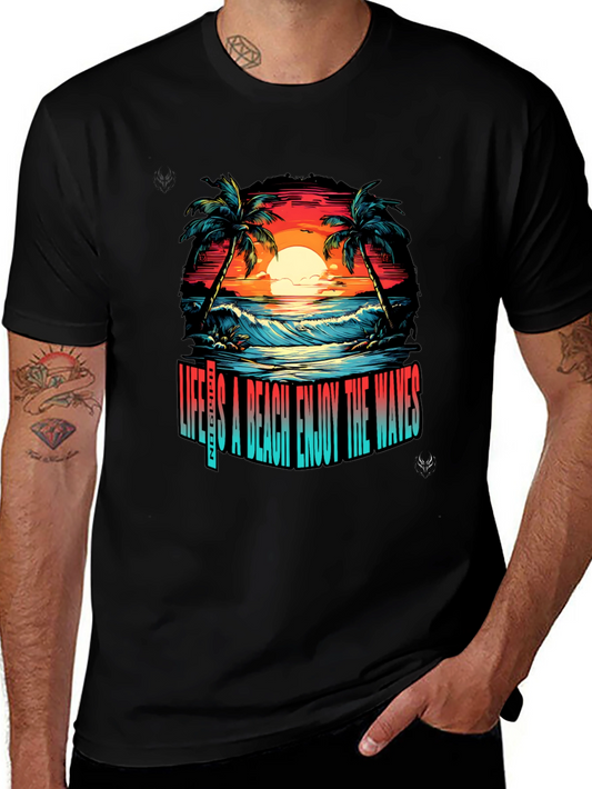 Lifes A Beach Graphic T-Shirt - Enjoy the Waves