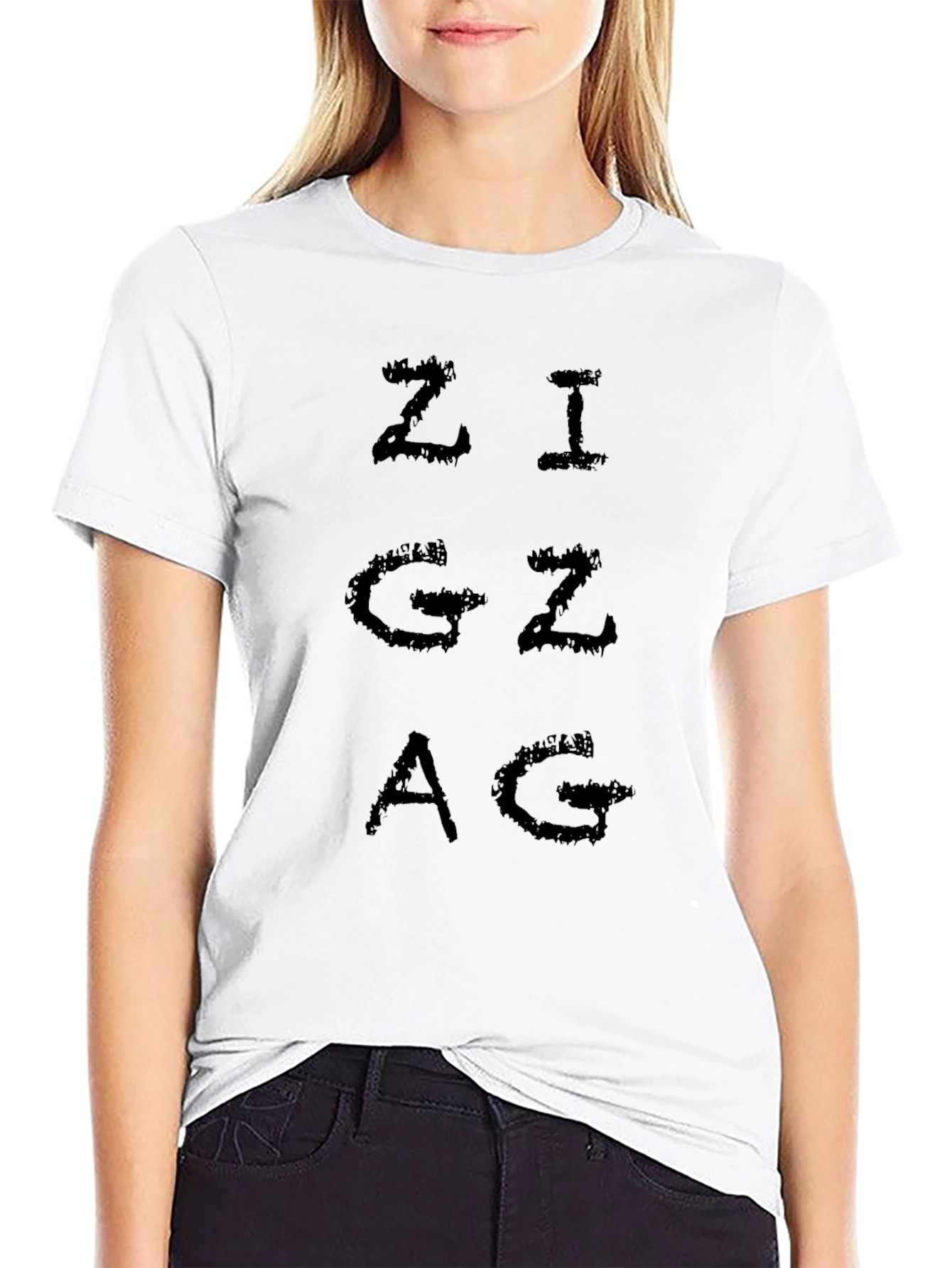 Zigzag Graphic Print Black T-Shirt for Men