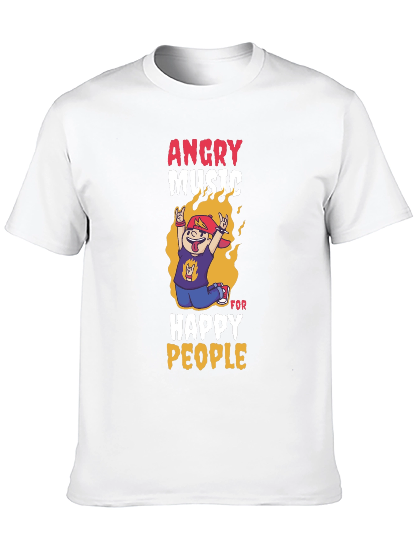 Angry Music Happy People Black Graphic T-Shirt