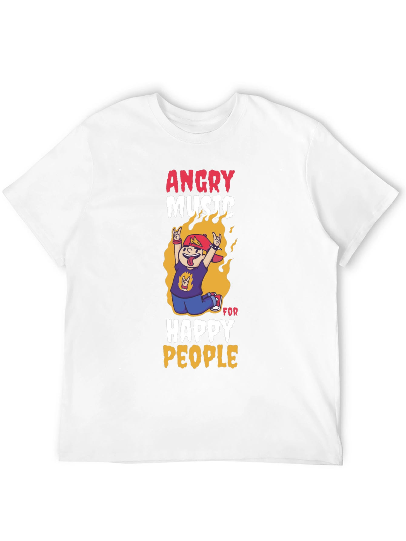 Angry Music Happy People Black Graphic T-Shirt