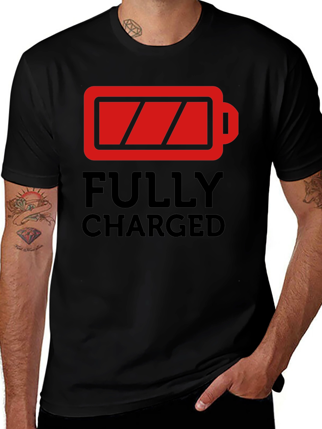 Fully Charged Graphic T-Shirt - Black Crew Neck
