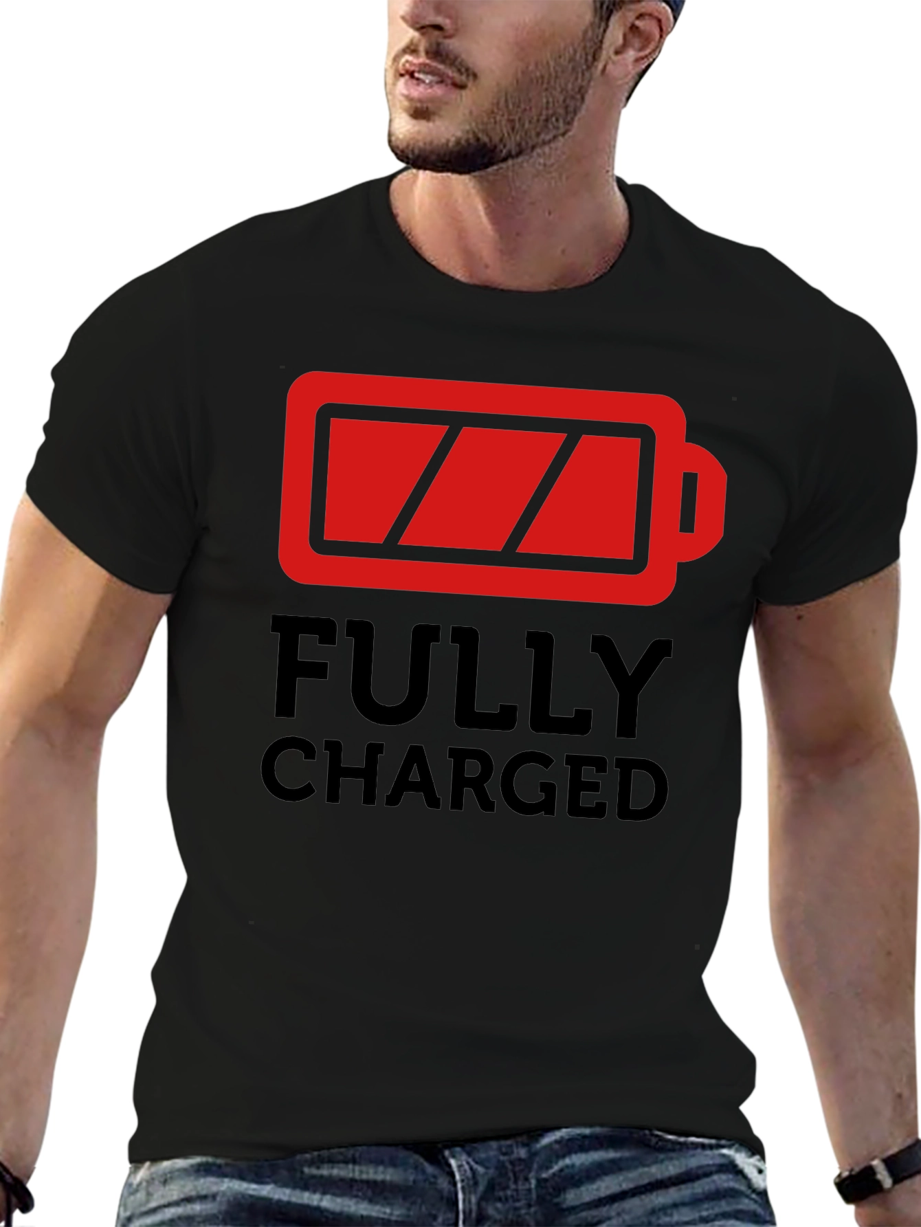 Fully Charged Graphic T-Shirt - Black Crew Neck