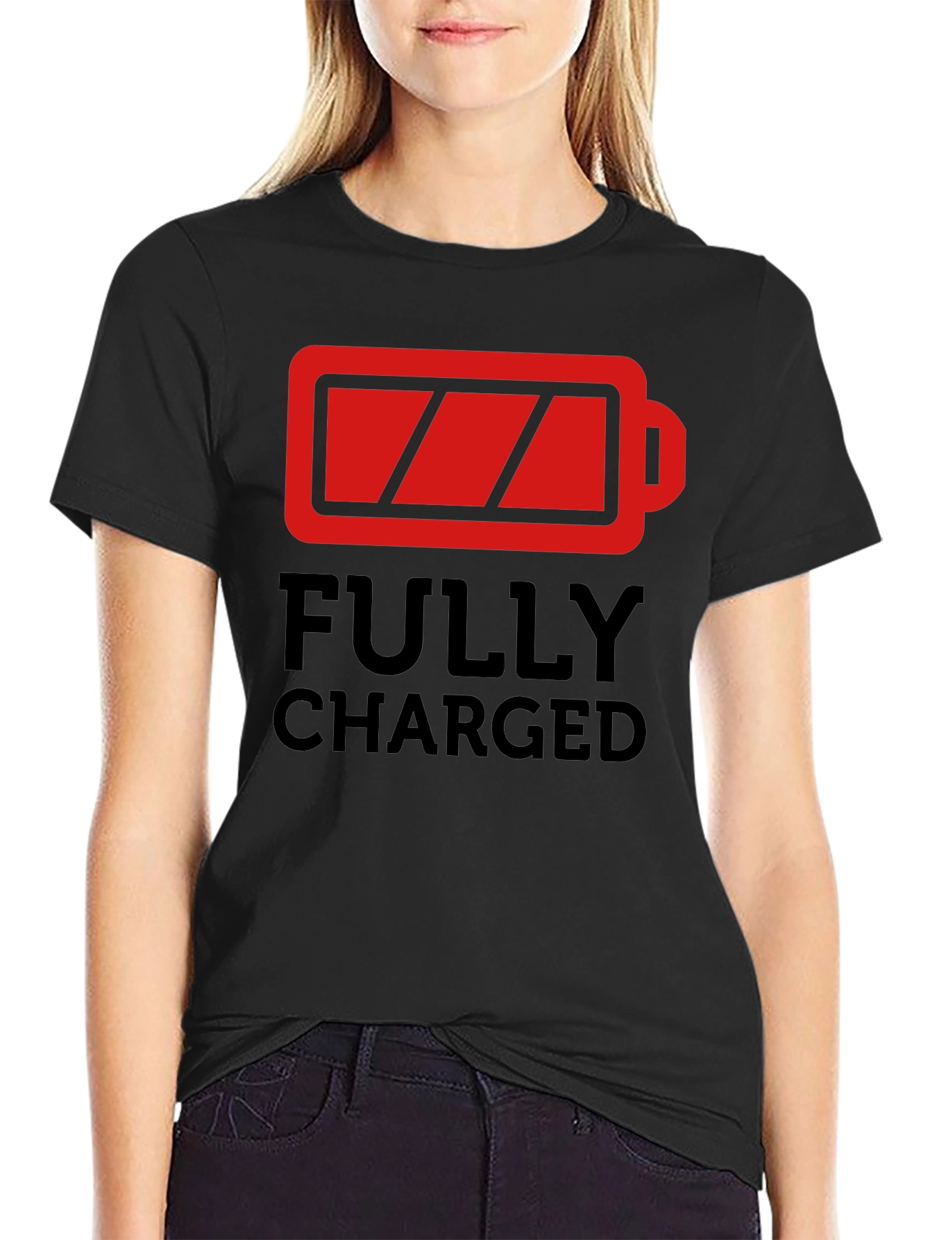 Fully Charged Graphic T-Shirt - Black Crew Neck