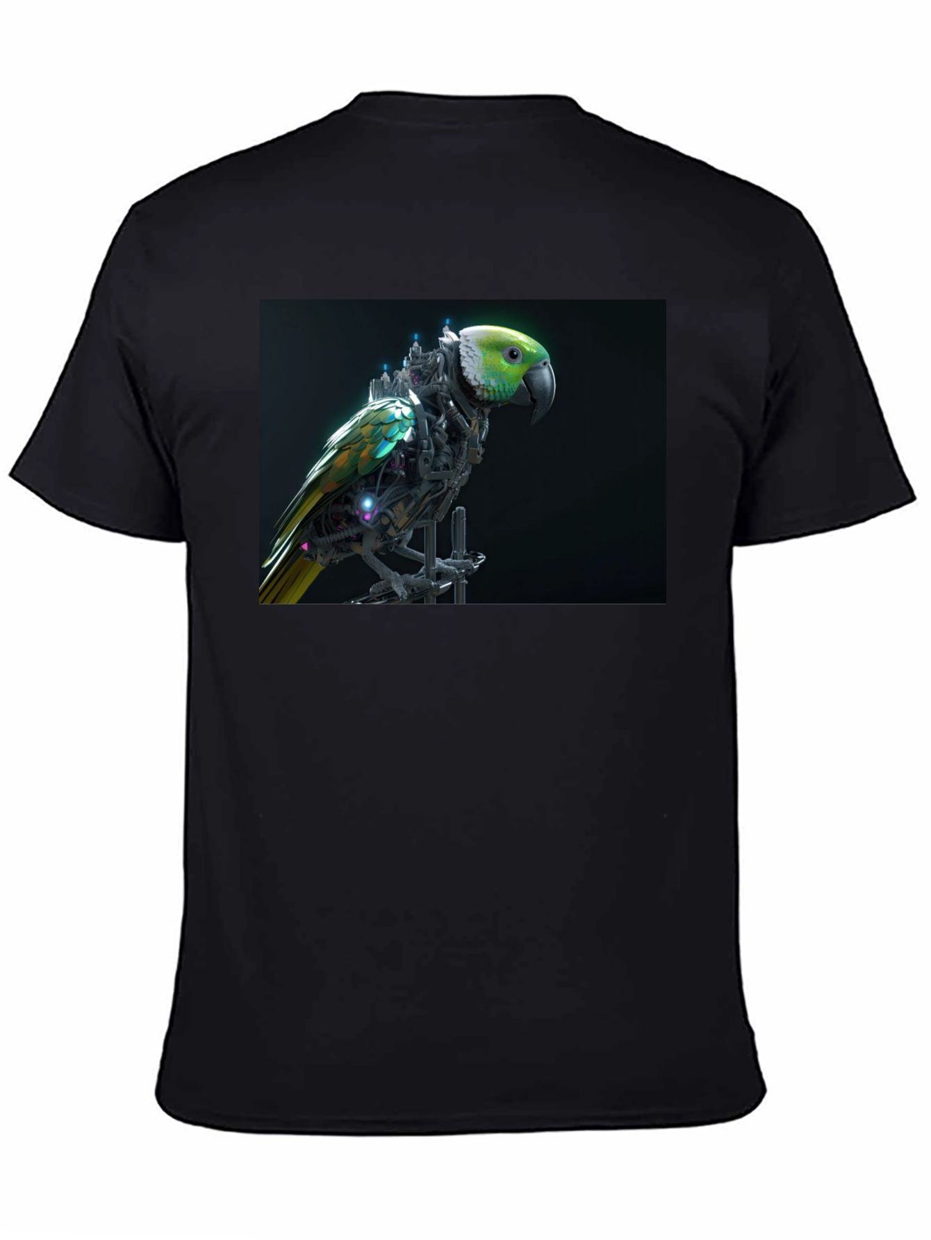 Cybernetic Parrot Graphic Tee - Black T-Shirt
