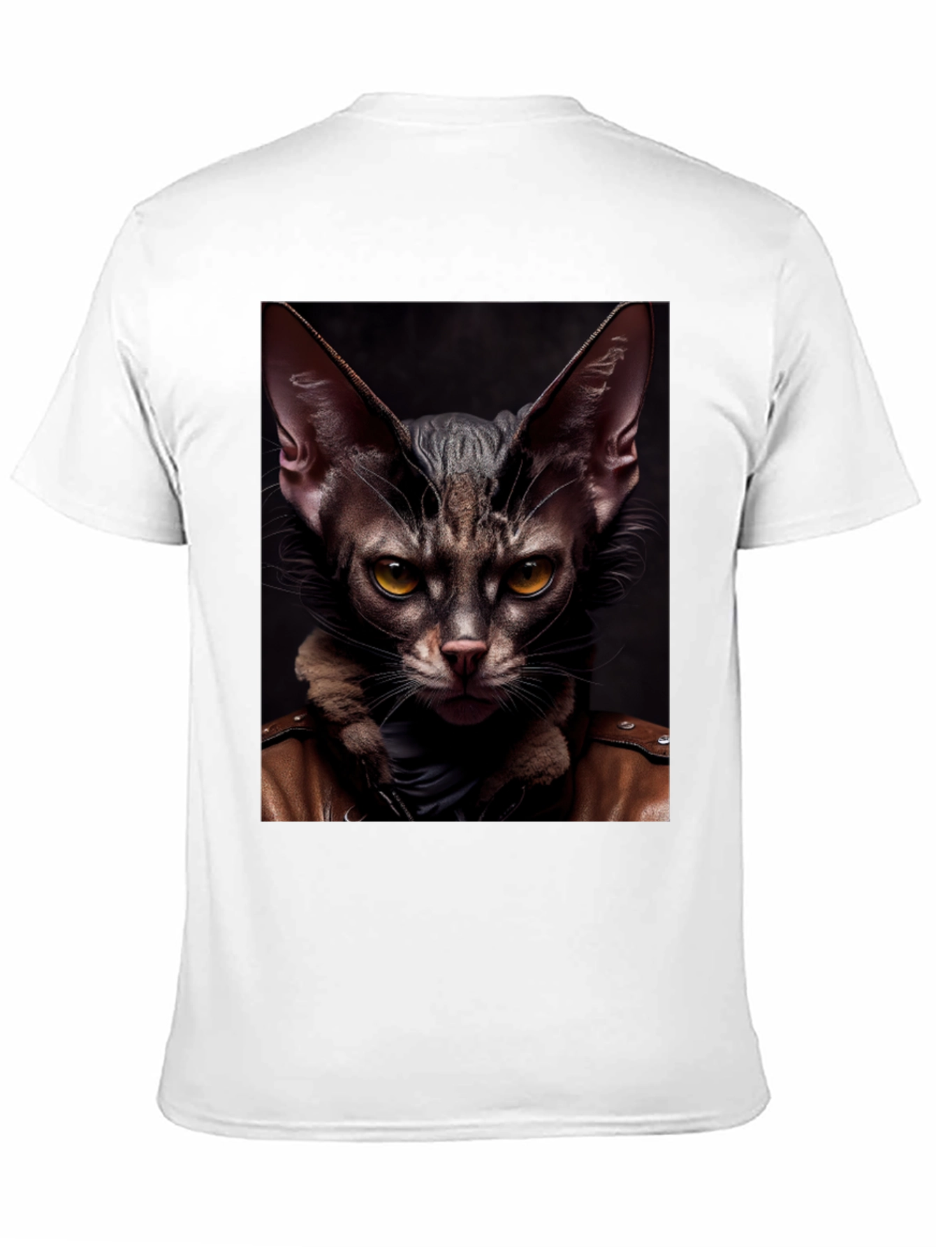 Cat in Leather Jacket Graphic T-Shirt