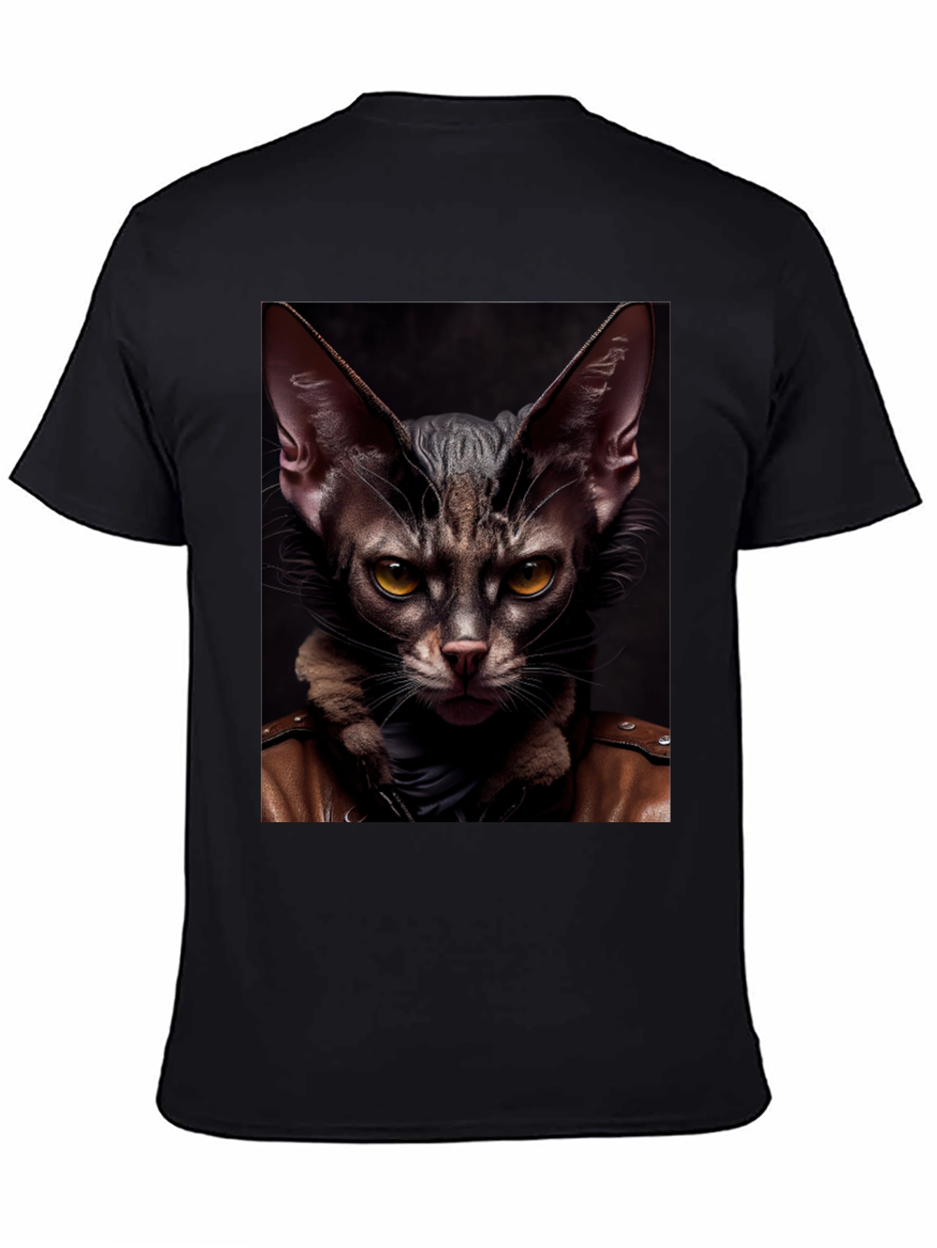 Cat in Leather Jacket Graphic T-Shirt