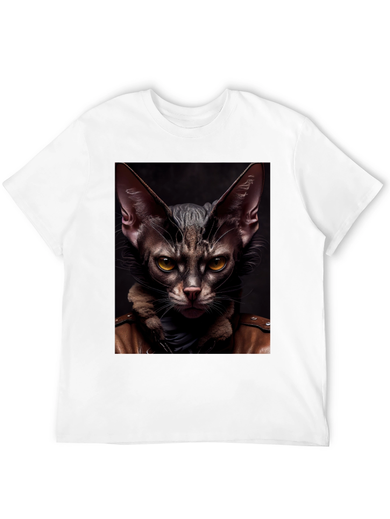 Cat in Leather Jacket Graphic T-Shirt