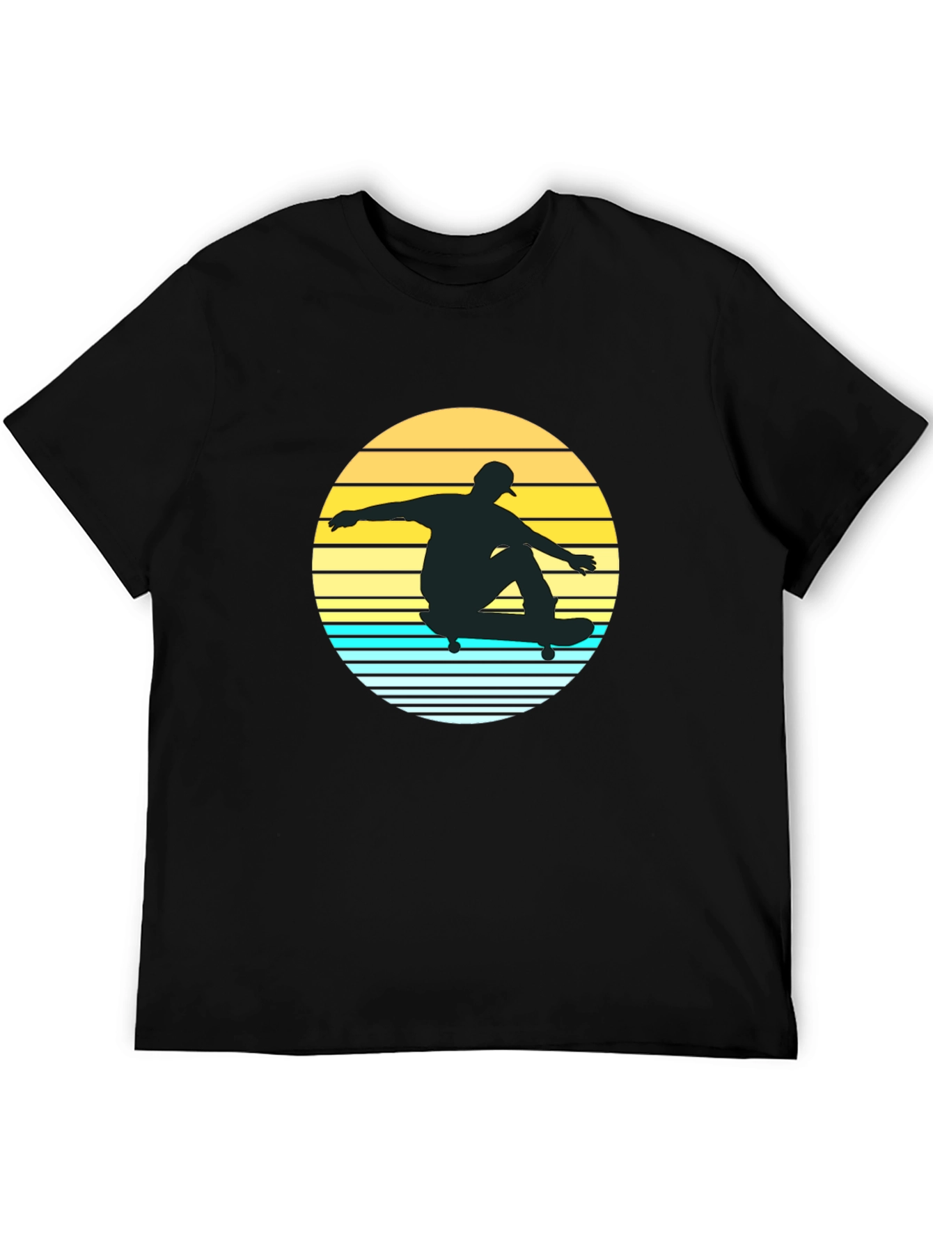 Skateboarder Sunset Graphic Tee - Black Casual Shirt