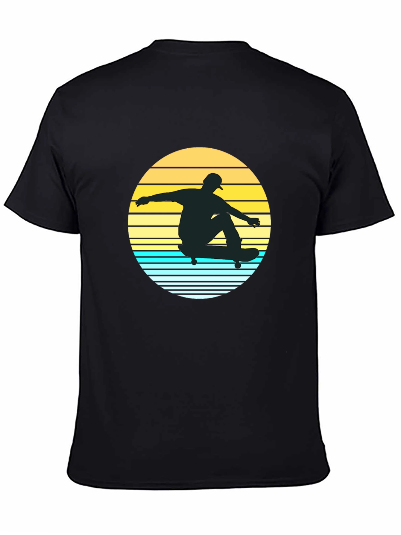 Skateboarder Sunset Graphic Tee - Black Casual Shirt