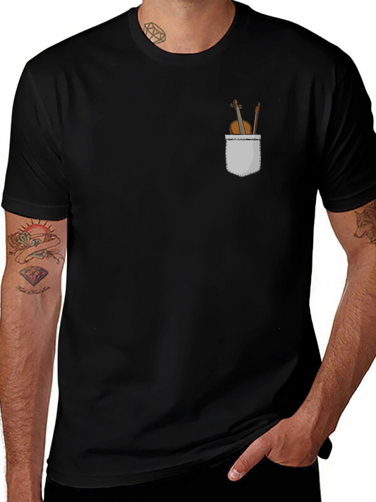 Violin in Pocket Graphic T-Shirt - Musical Tee