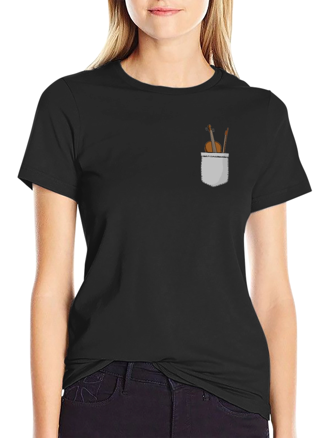 Violin in Pocket Graphic T-Shirt - Musical Tee