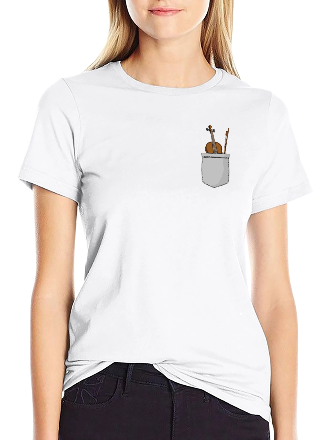 Violin in Pocket Graphic T-Shirt - Musical Tee