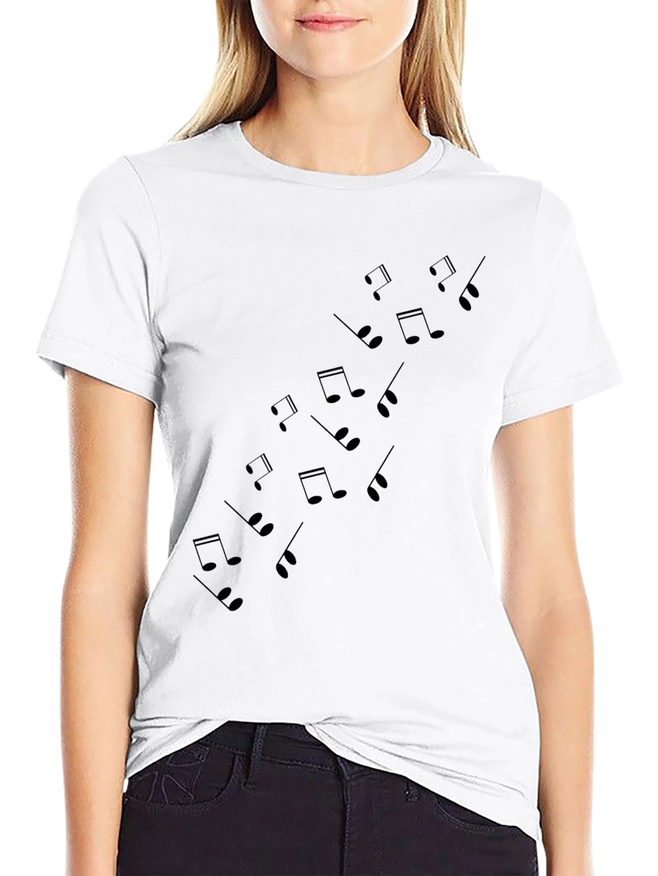 Musical Notes Graphic Black T-Shirt