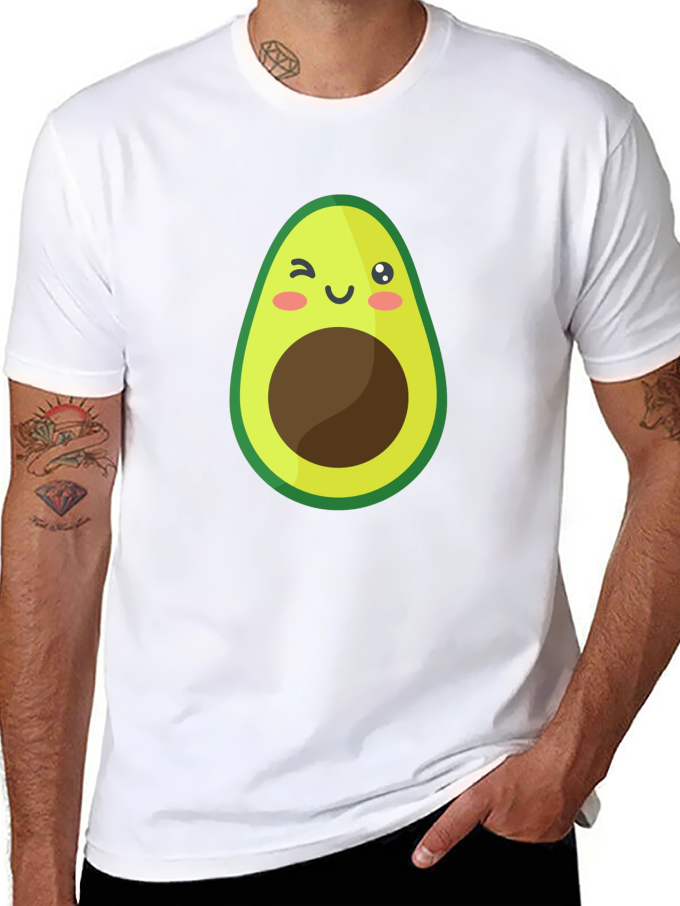 Cute Avocado Graphic Black T-Shirt
