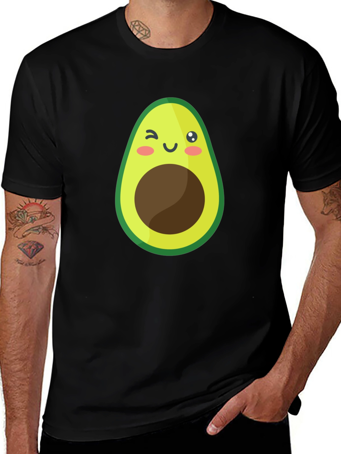 Cute Avocado Graphic Black T-Shirt