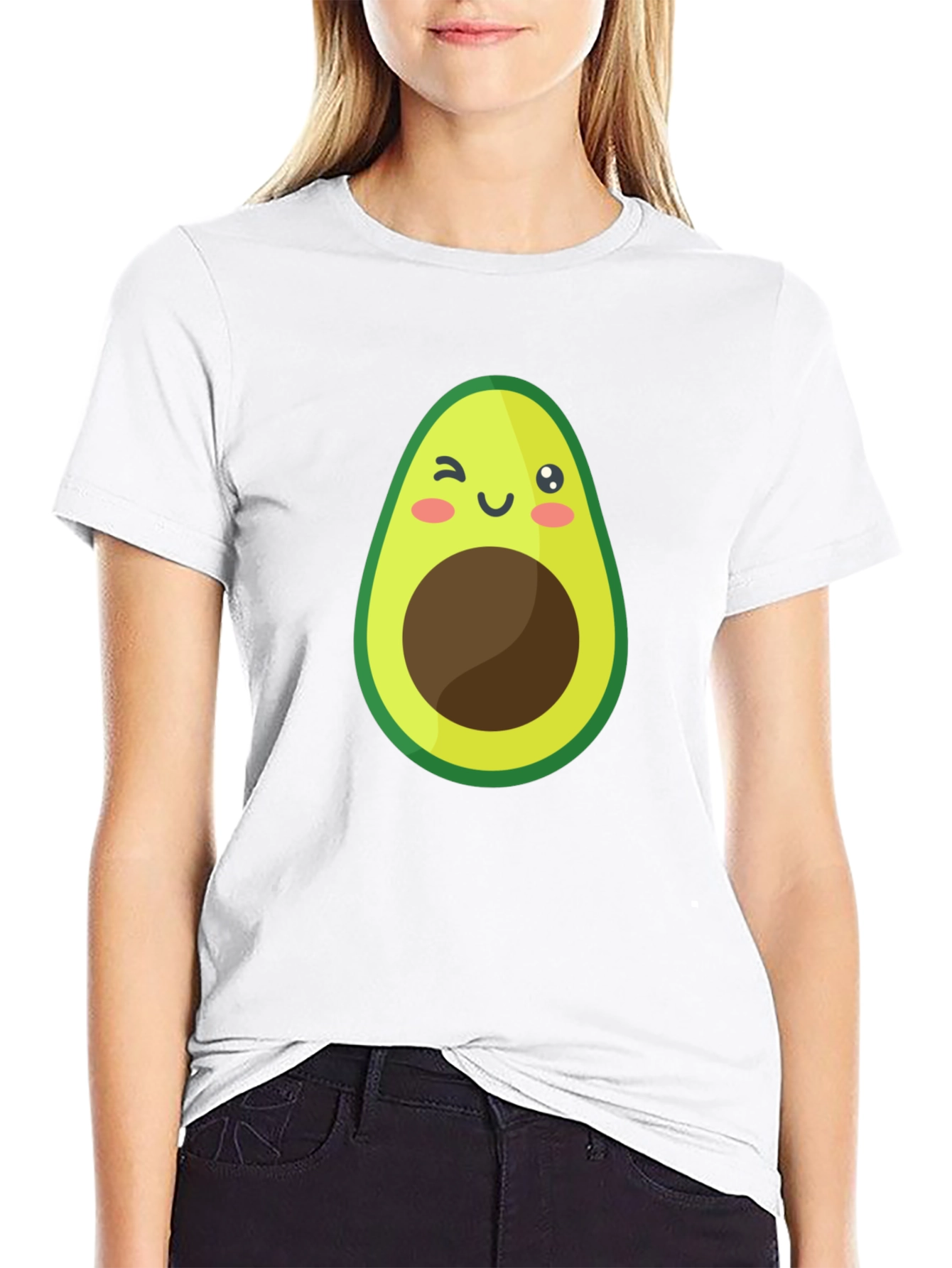 Cute Avocado Graphic Black T-Shirt