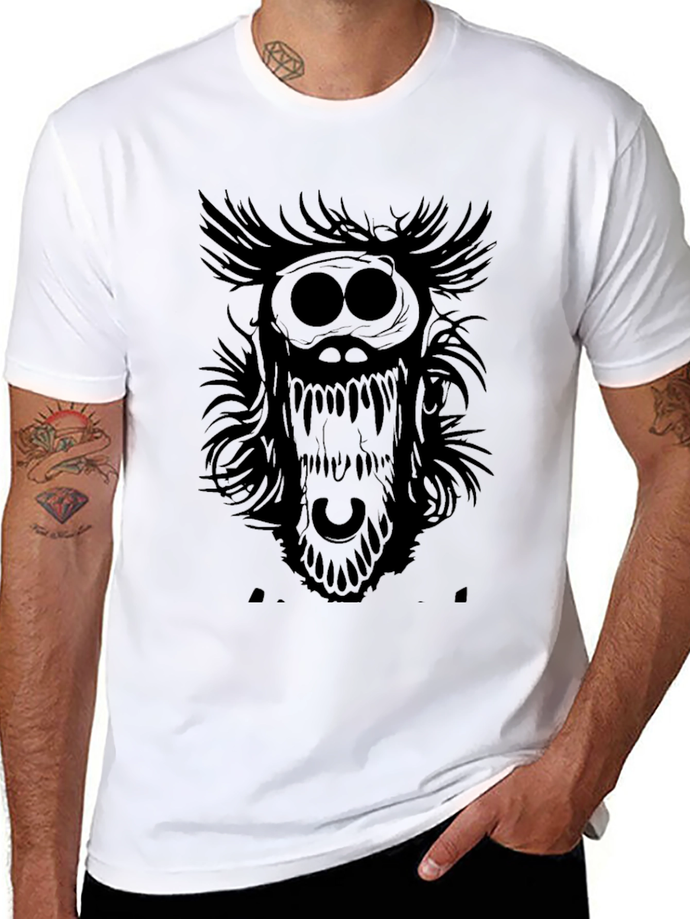 Creepy Creature Graphic Black T-Shirt