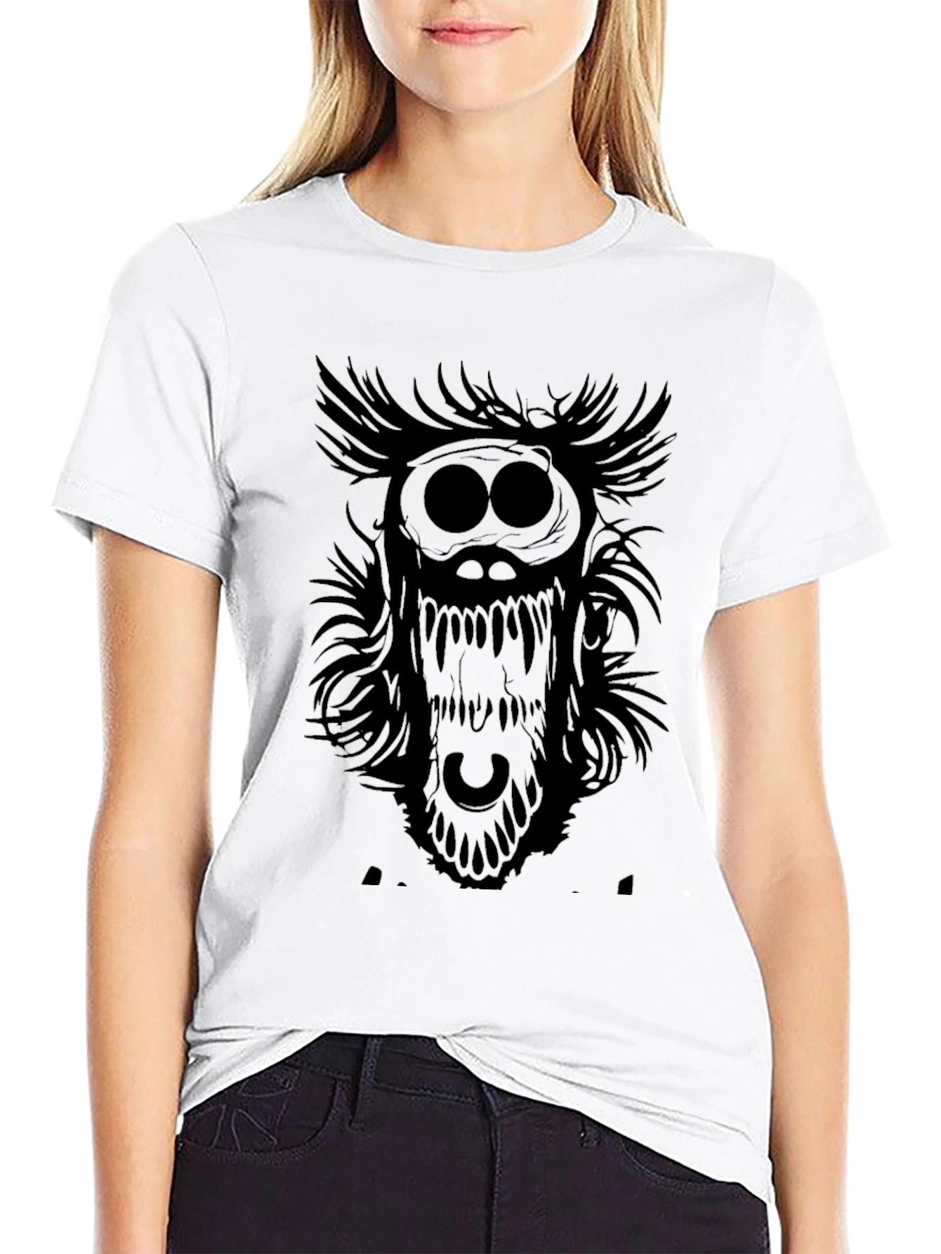 Creepy Creature Graphic Black T-Shirt