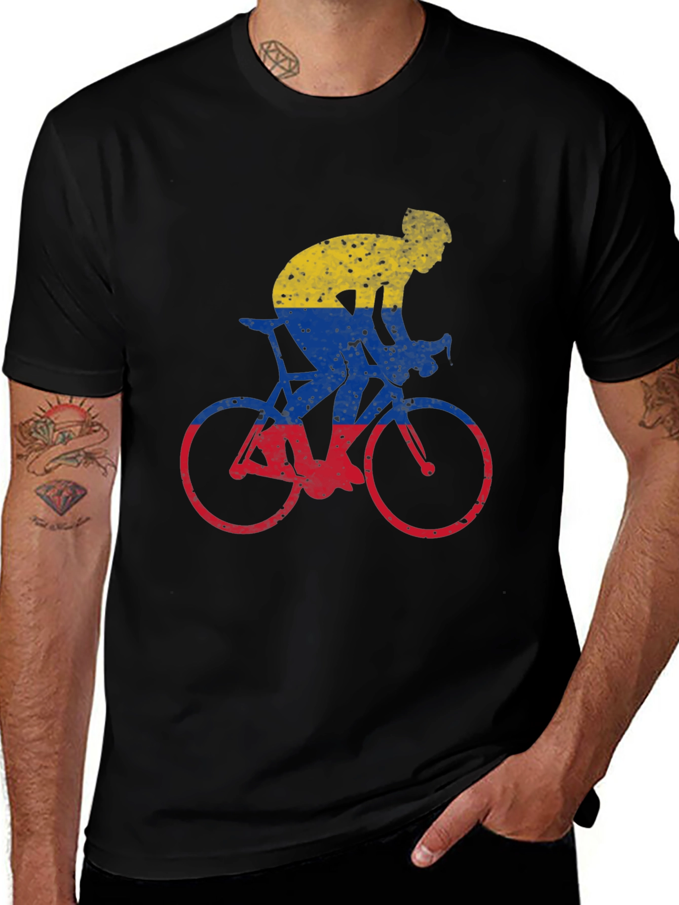 Colombia Flag Cycling Graphic T-Shirt
