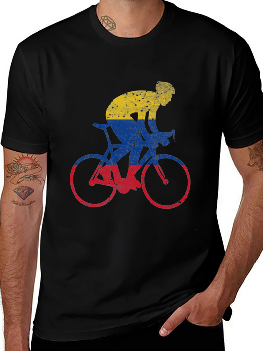 Colombia Flag Cycling Graphic T-Shirt
