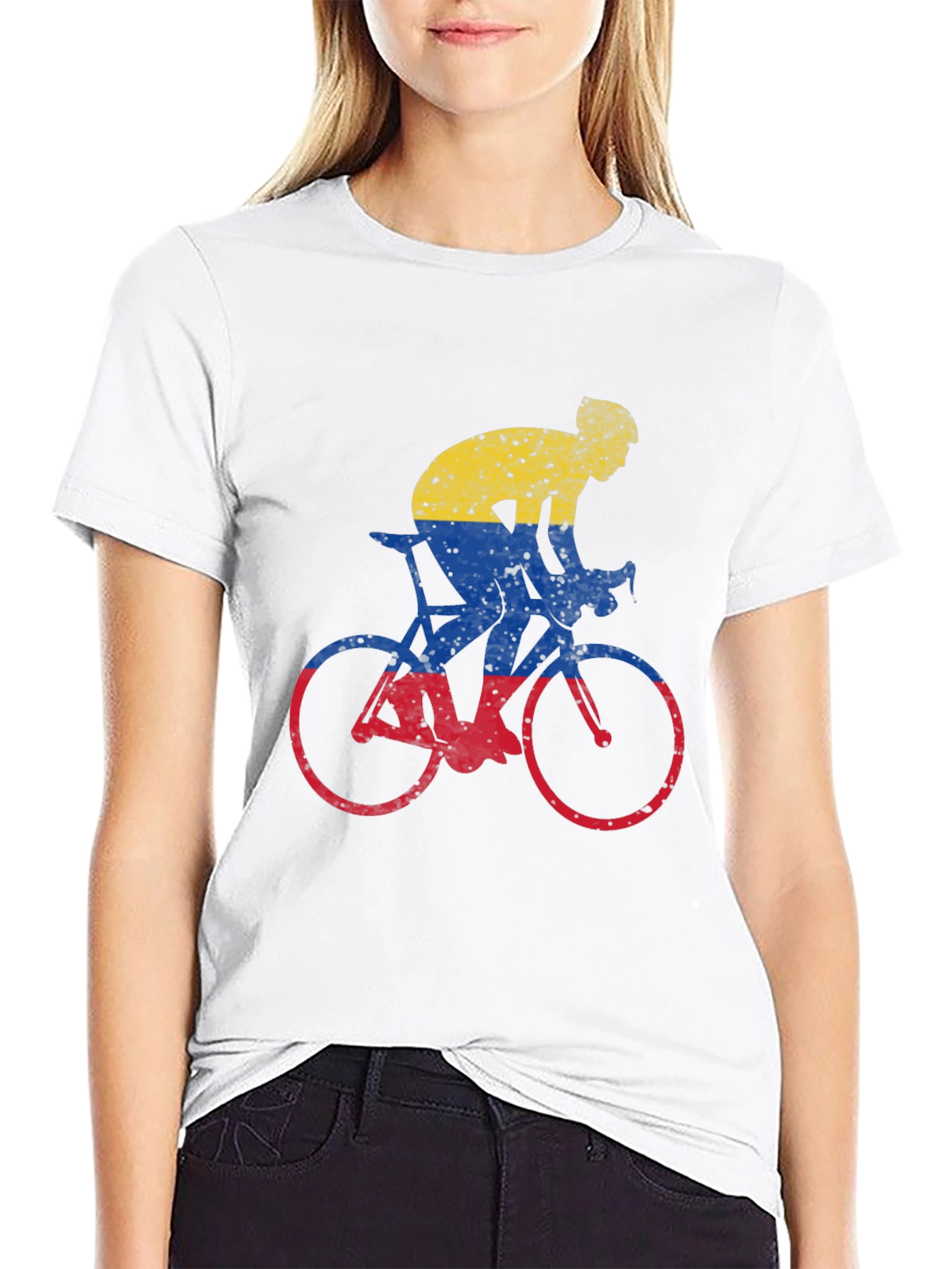 Colombia Flag Cycling Graphic T-Shirt