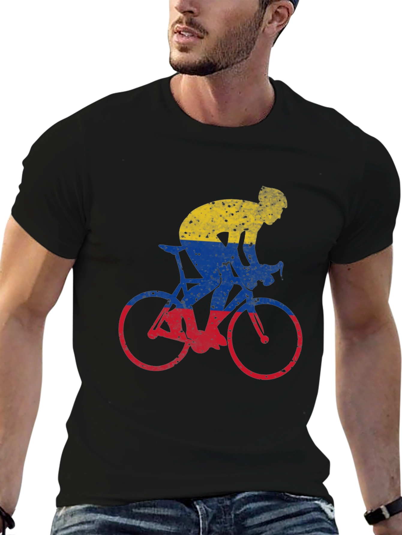 Colombia Flag Cycling Graphic T-Shirt
