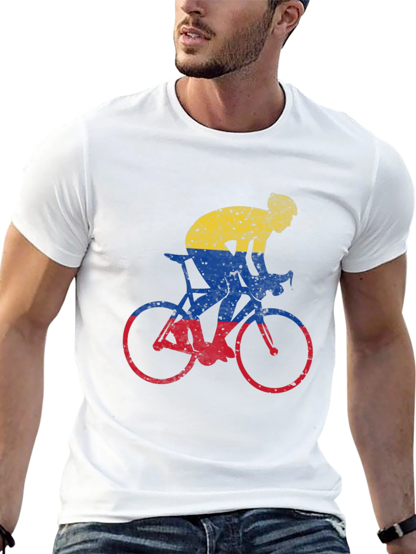 Colombia Flag Cycling Graphic T-Shirt